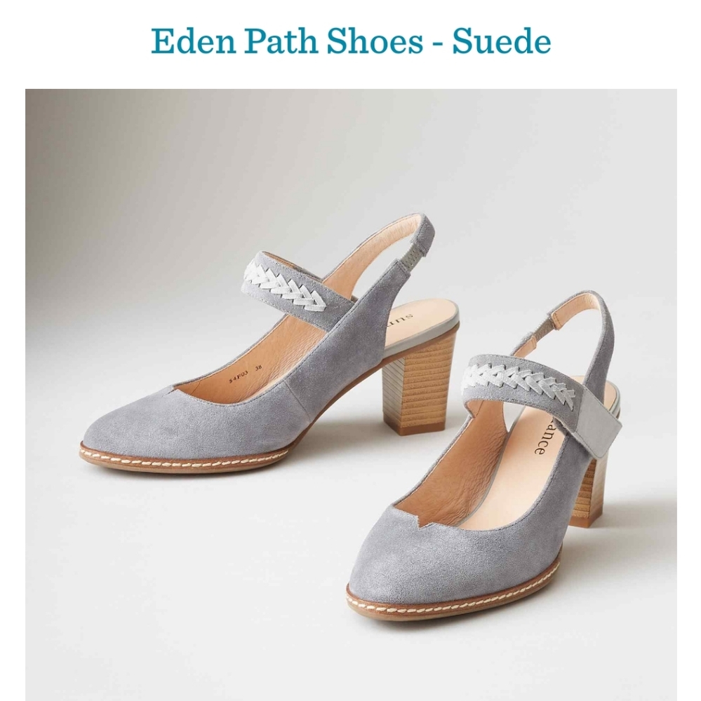 Sundance Eden Path Soft Suede Leather Grey Slingback Shoes Size Euro 38 (US 7.5)